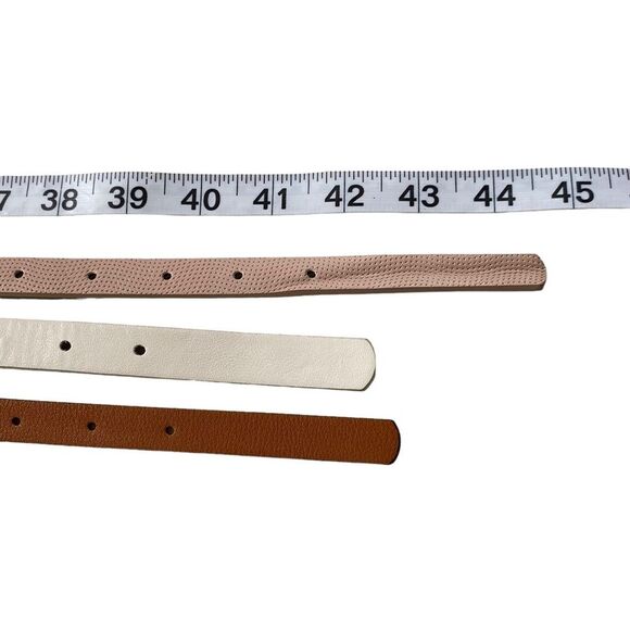Set of Three Madden Girl Thin Belts White Pink British Tan Sz L NWT - Picture 5 of 6